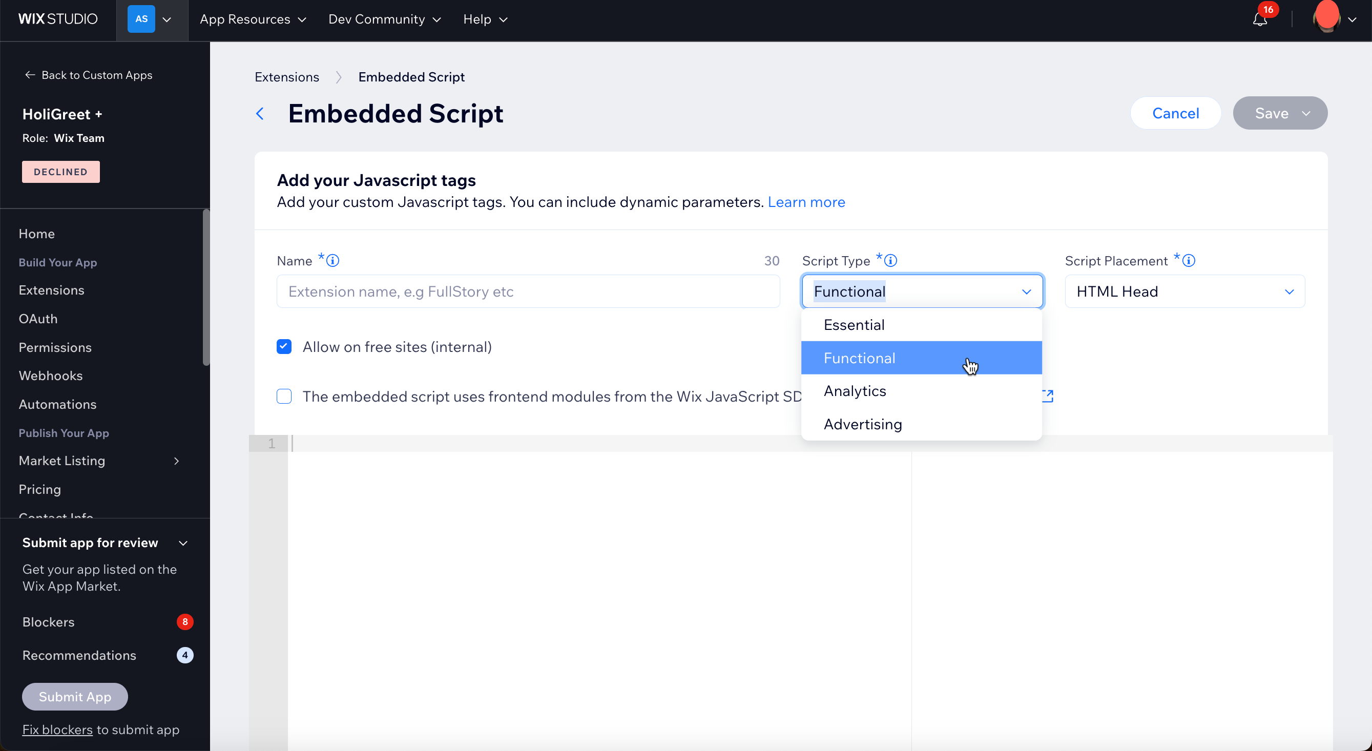 Embedded Script Setup