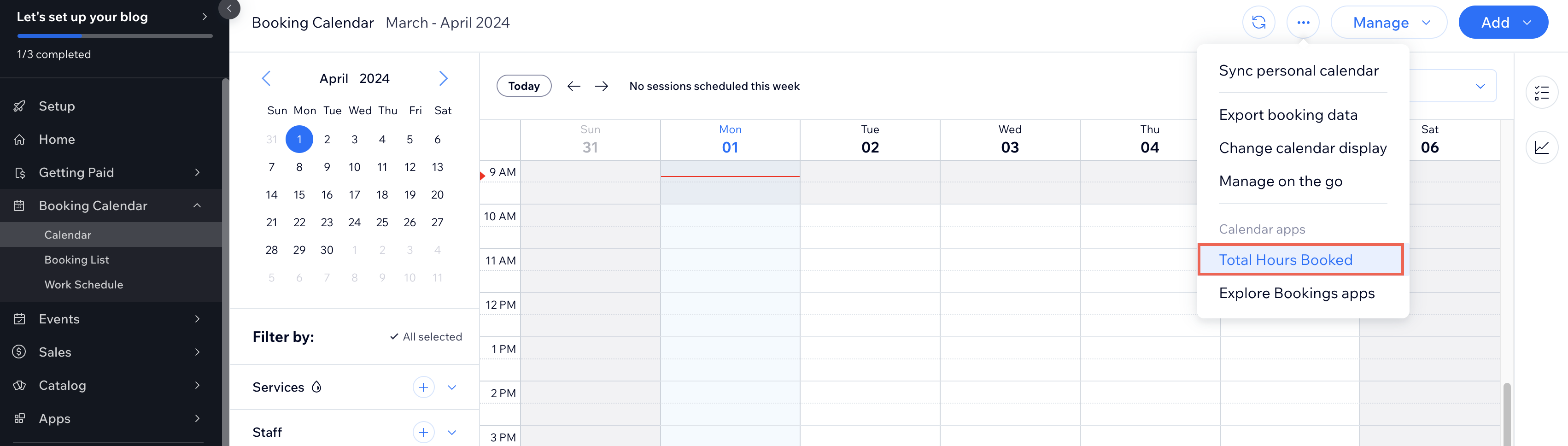 A dashboard menu plugin added to a menu in a Wix-built dashboard page
