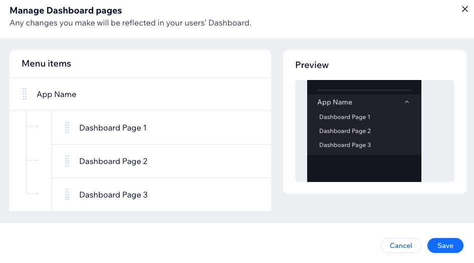 Manage multiple dashboard pages
