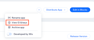 More Actions > View ID & keys