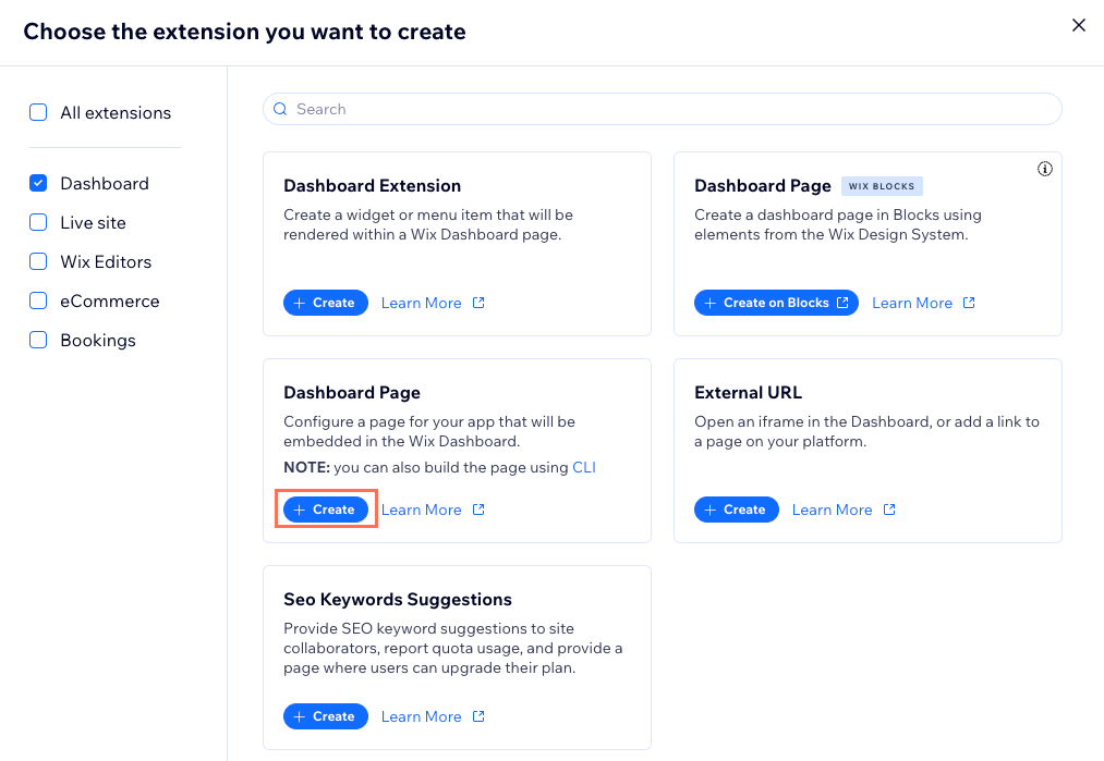 Create Dashboard Page extension