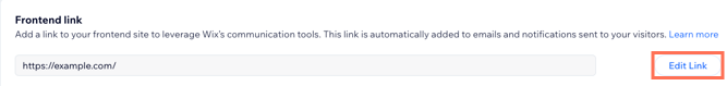 Top dashboard bar with link