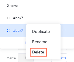 Delete boxes from repeater