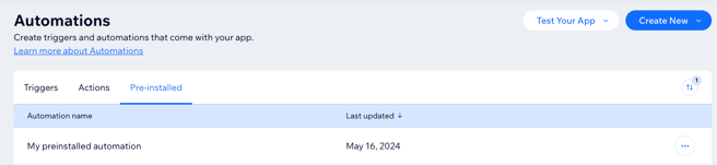 Your automation appears under the pre-installed tab