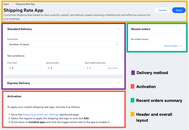 Shipping Rate app dashboard