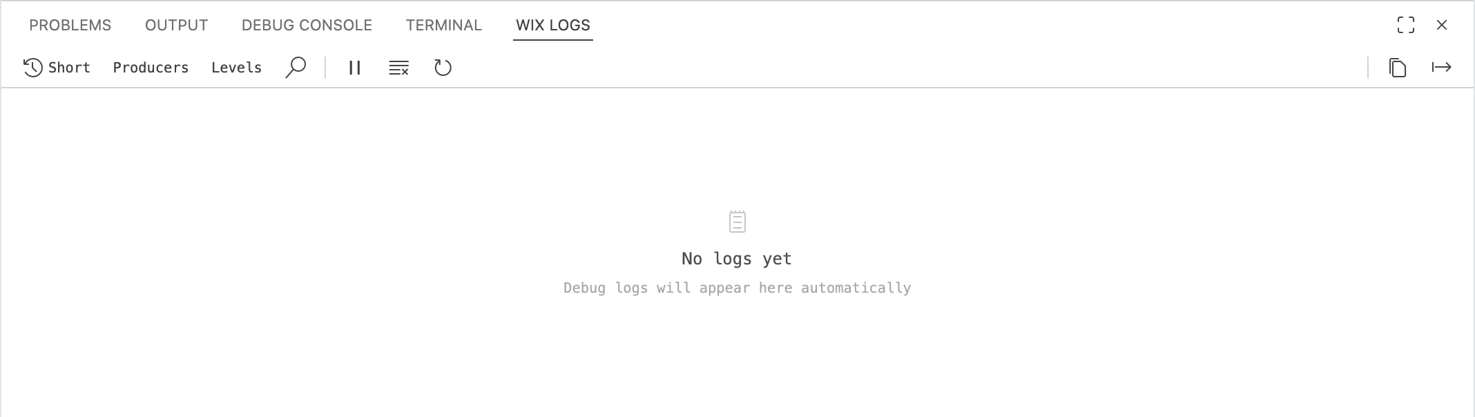 The Wix Logs panel