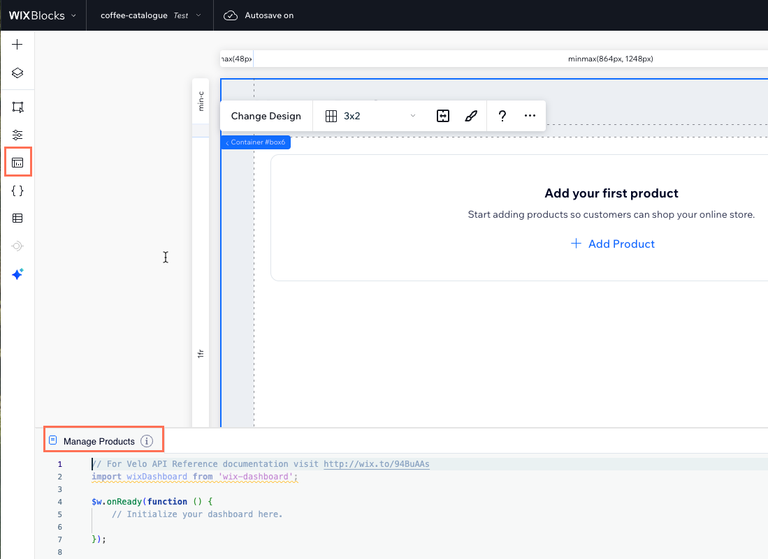 manage products page