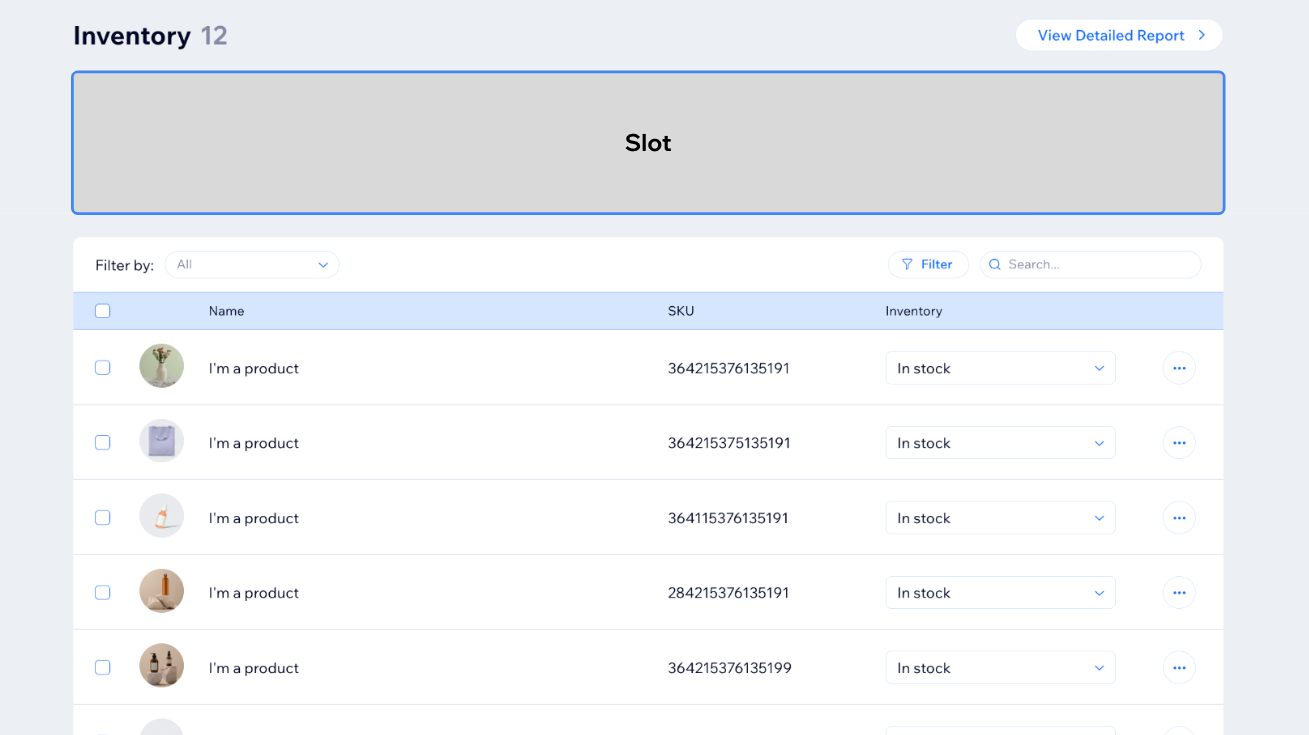 Inventory page slot