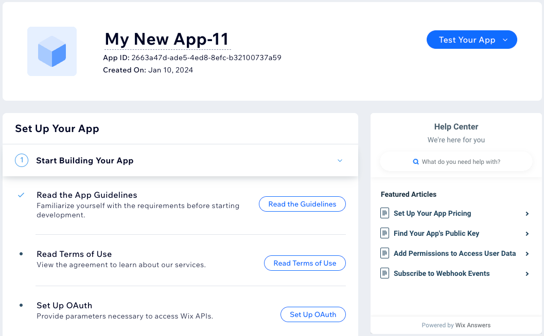 New app page