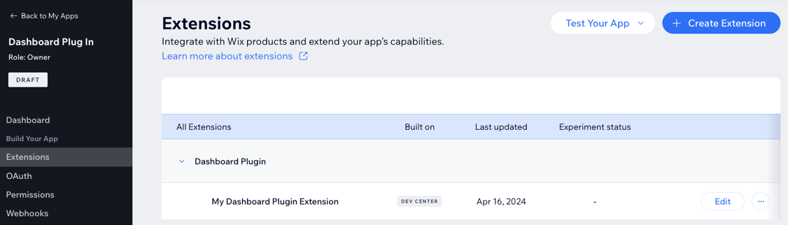 Dashboard plugin extension
