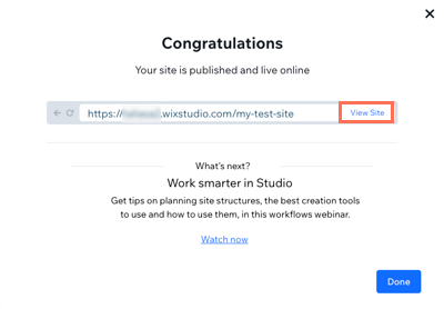 Publish and view your test site
