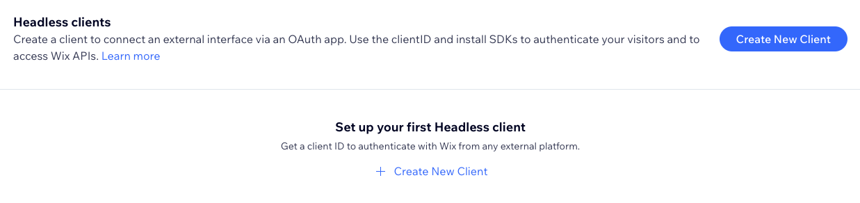 Click create new client