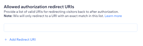 Allowed authorization redirect URIs