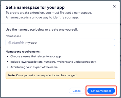 create namespace