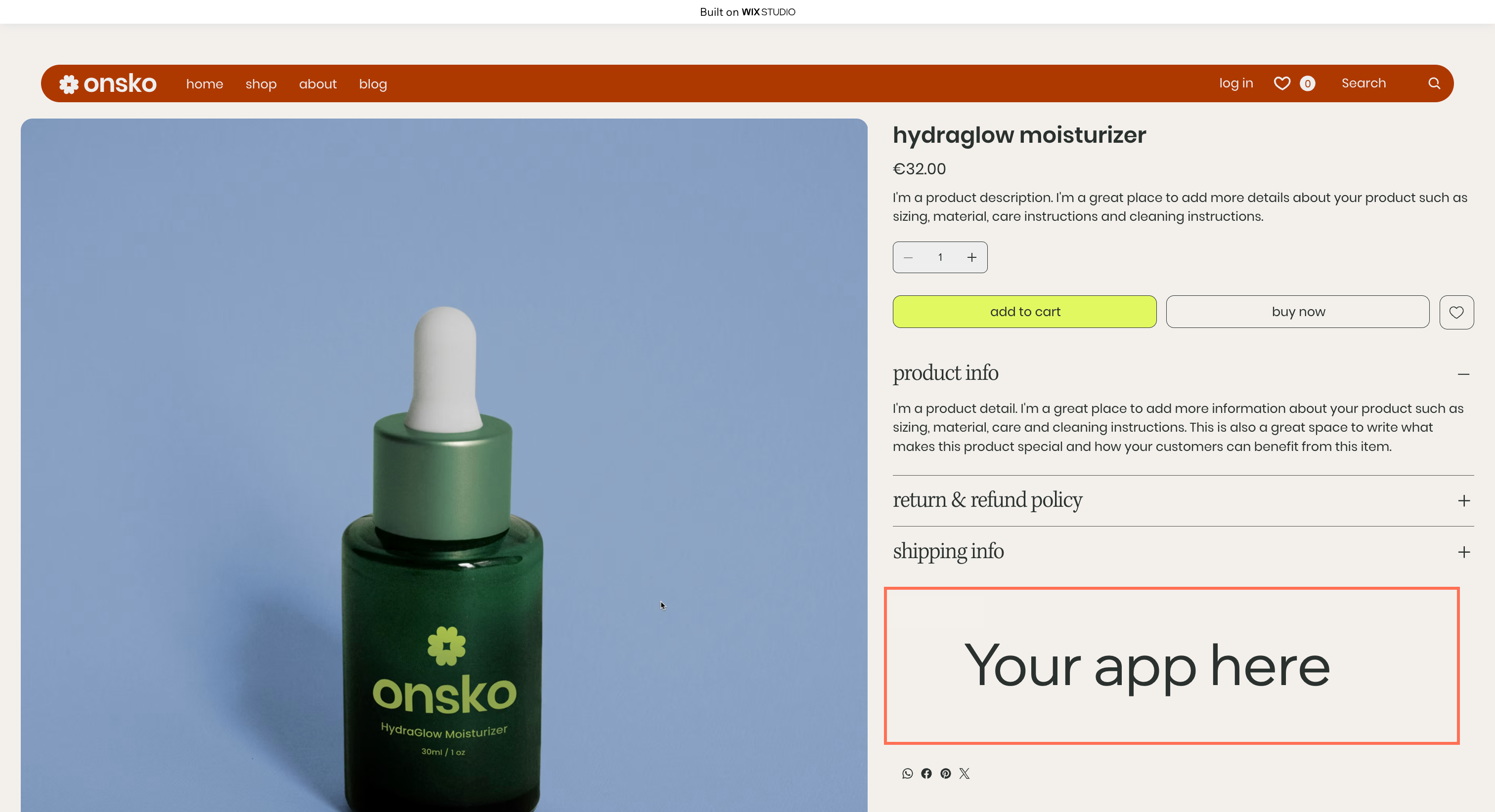 A site widget on a Wix site