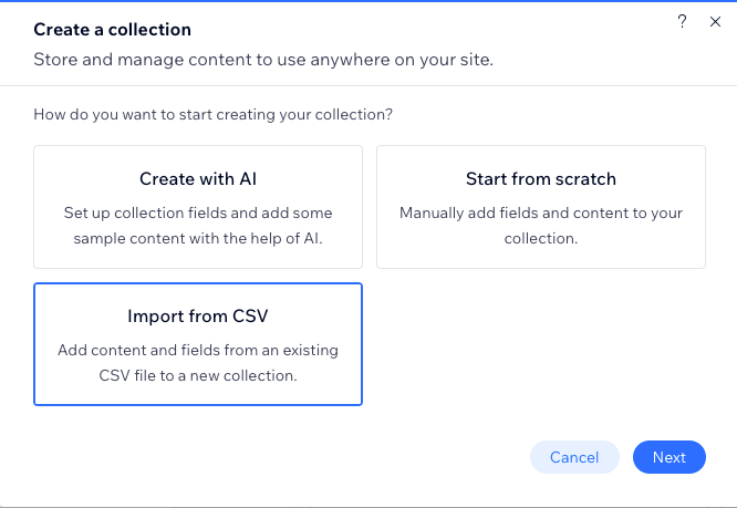 Import from CSV