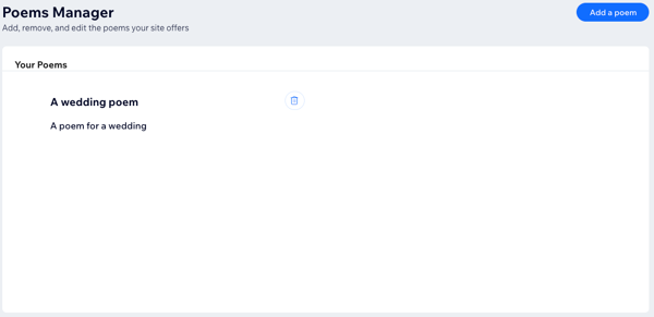 Poems Manager updated with new poem