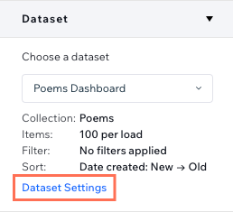 Choose the dashboard dataset settings
