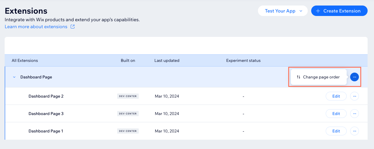 Changing page order