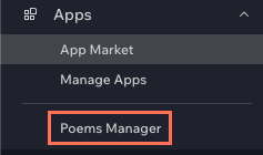 Locate the Poems Manager dashboard page