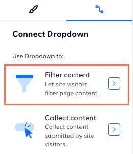 Select Filter content option