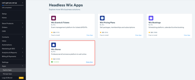 Wix Stores App