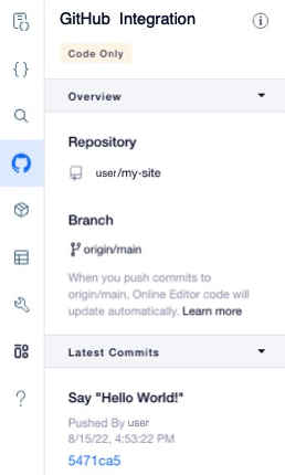 GitHub Integration panel