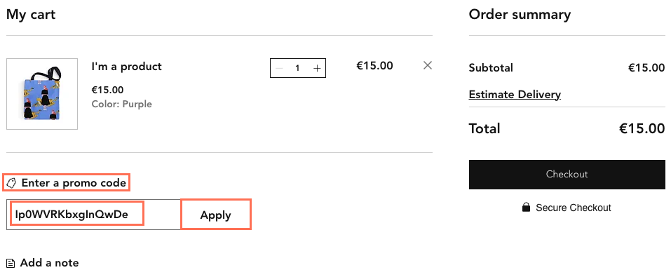Enter promo code