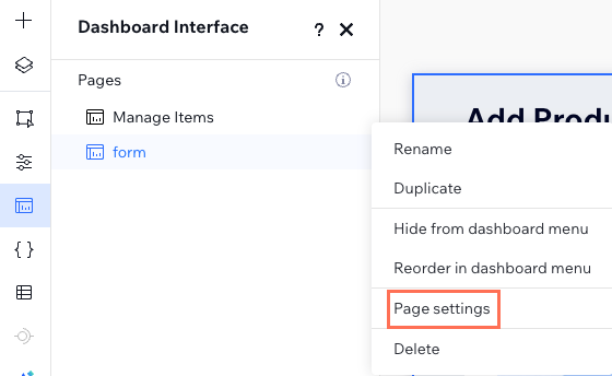 page settings