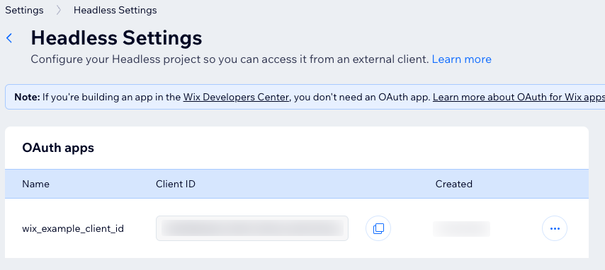 Headless OAuth Settings Page