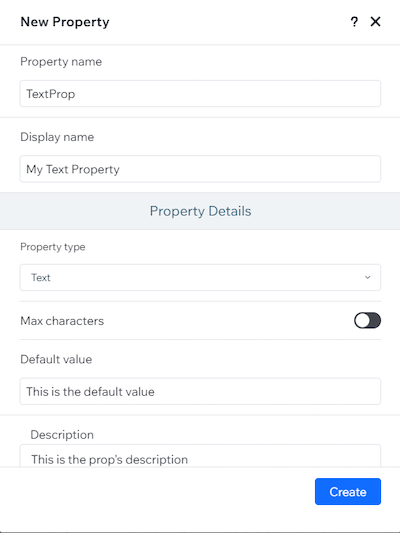 new property panel