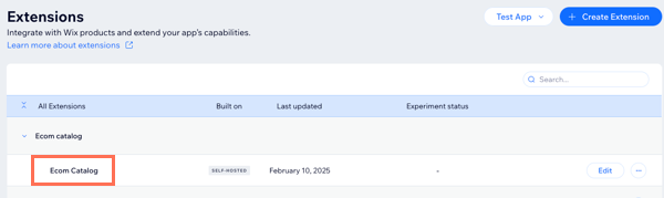 Extensions list app dashboard